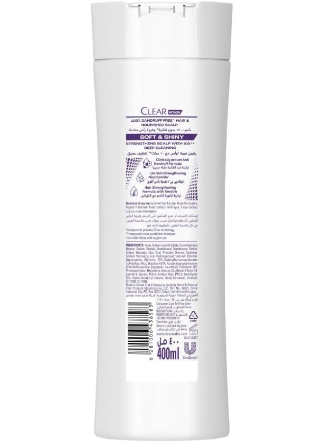 CLEAR 2in1 Shampoo & Conditioner for Women, Anti Dandruff Shampoo, Soft & Shiny, 400ml - Image 2